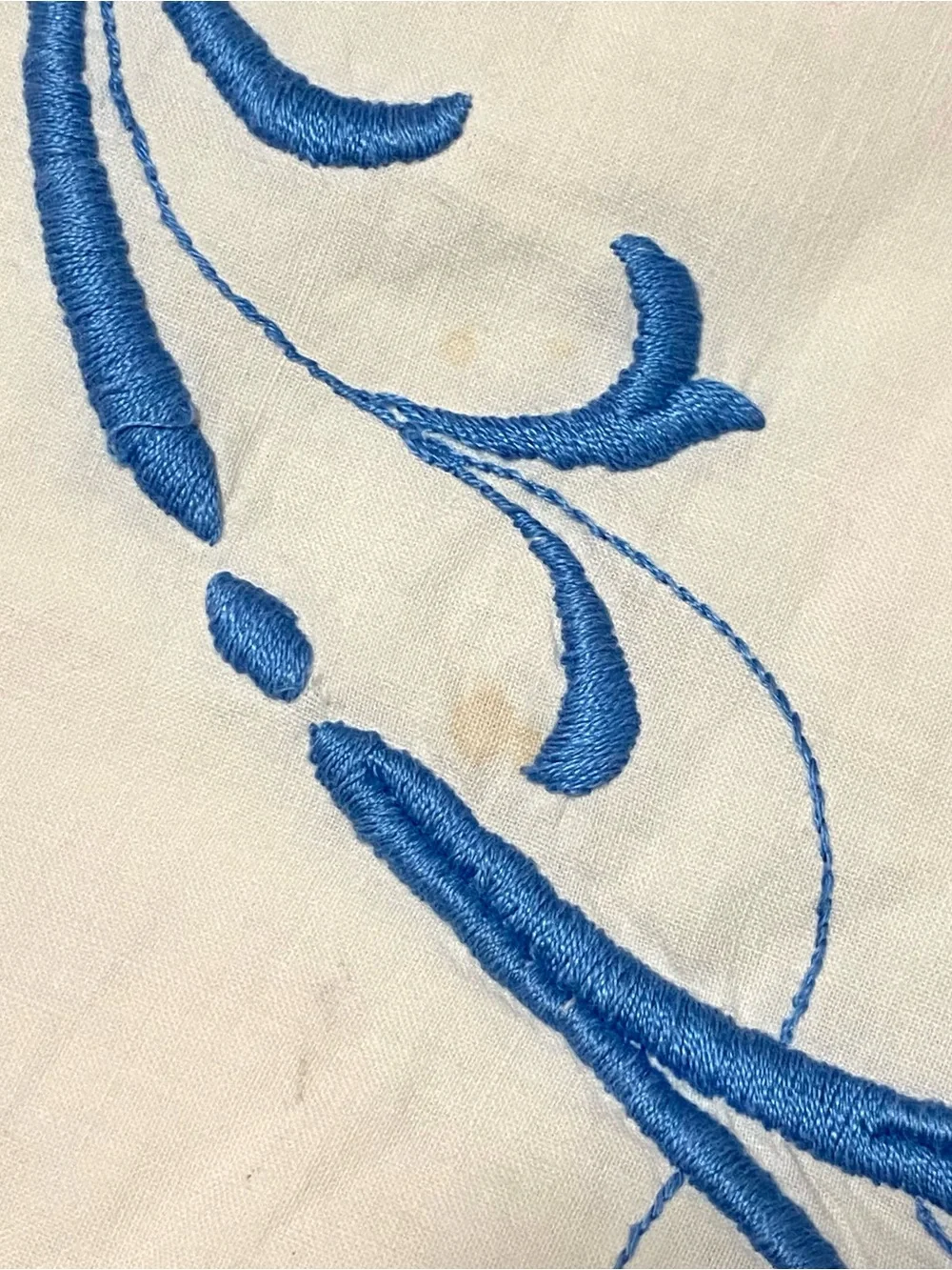 Vintage Cream Pillowcases with Blue Vine Monogram - Vintage